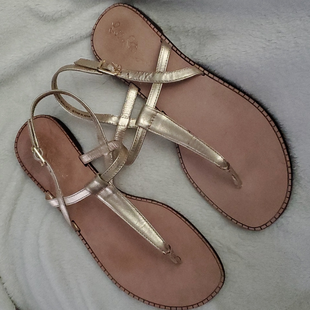 Lily Pulitzer Gold Sandals Sz 8